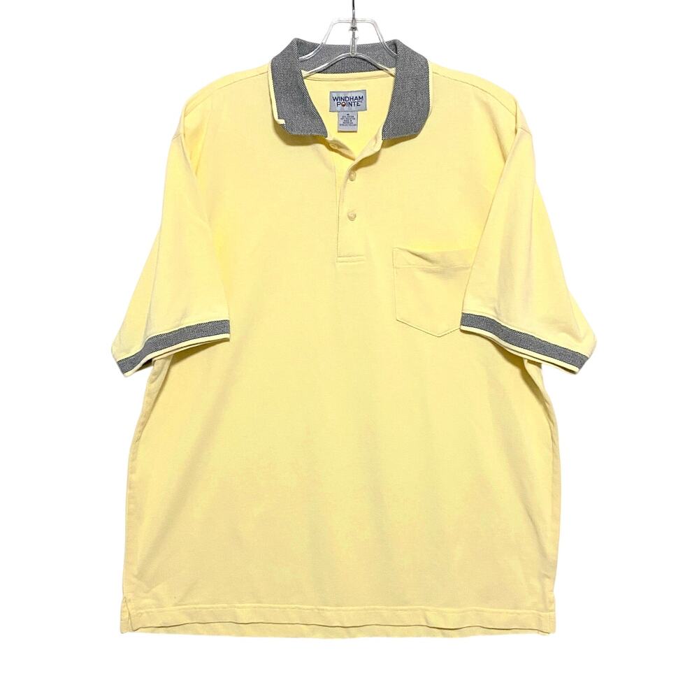 Windham Pointe Yellow Pocket Polo Shirt Men M Preppy Golf Retro Old Money Casual